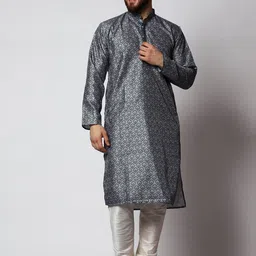 MAG Ethnic Motifs Printed Thread Work Kurta With Churidar image 1