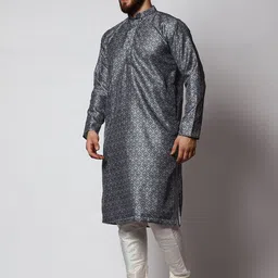 MAG Ethnic Motifs Printed Thread Work Kurta With Churidar image 4