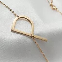 Peora Gold-Plated Alphabet P Pendant with Chain image 1