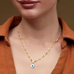 MINUTIAE Gold-Plated Stones-Studded Pendant Necklace With Chain image 5