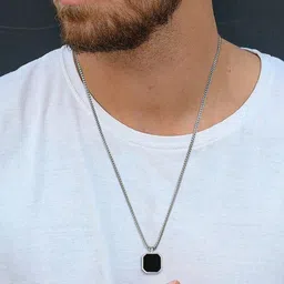 FIMBUL Men Silver Plated Pendant With Chain image 2