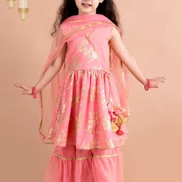 pspeaches Girls Ethnic Motifs Printed Empire Kurta with Churidar & With Dupatta-picture-43