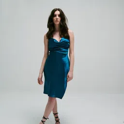 SOTBELLA Satin Cowl Neck Sheath Dress-picture-28