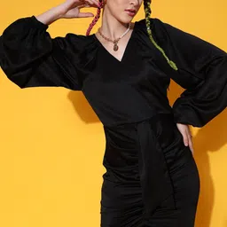 STREET 9 Women Stunning Black Solid Dress-picture-37