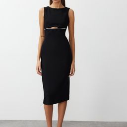 Trendyol Round Neck Cut-Outs Midi Sheath Dress-picture-38