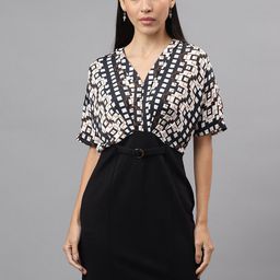 Latin Quarters Geometric Printed V-Neck Sheath Dress-picture-2