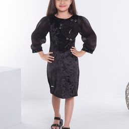 Ministitch Applique Velvet Sheath Dress-picture-10