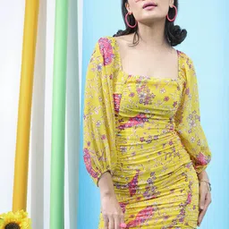 Tokyo Talkies Square Neck Floral Printed Sheath Dress-picture-41