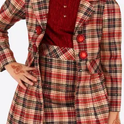 CUTECUMBER Girls Checked Applique Two-Piece Dress image 4