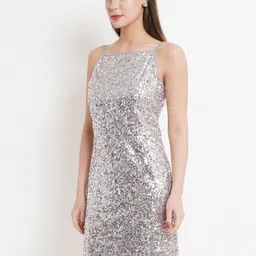 Purple State Silver-Toned Embellished Shoulder Strap Sheath Dress image 4