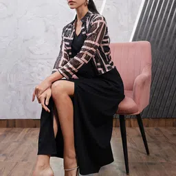 Athena Geometric Printed Embellished V-Neck Sheath Dress With Jacket image 5