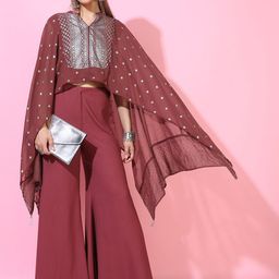 Vishudh Women Maroon Printed Top with Palazzo-picture-21