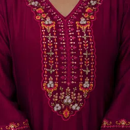 VredeVogel Embroidered Yoke Design Sequinned Silk Anarkali Kurta With Trousers & Dupatta image 3