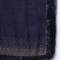 MODARTA Sparkling Sequined Fur Detailed Woolen Shawl image 5