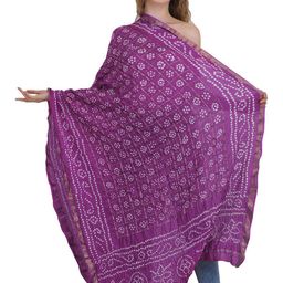 Exotic India Woven Design Bandhani Silk Dupatta with Zari-picture-24