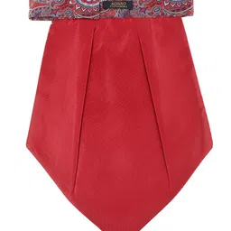 Alvaro Castagnino Red & Blue Paisley Printed Cravat Tie & Pocket Square image 5