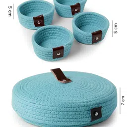 FABINALIV Turquoise Blue Cotton Fabric Multi-Utility Organisers image 3