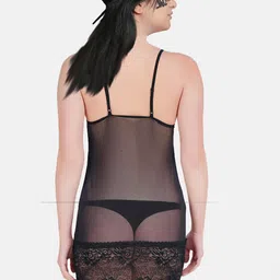 COLOR STYLE Self Design Laced Baby Doll With Mask image 3