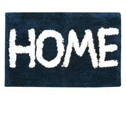 Aura Navy Blue & White Printed Rectangular 1850 GSM Microfiber Bath Rug image 3