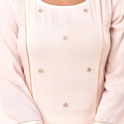 HERE&NOW Pink Floral Embroidered Regular Gotta Patti Kurta With Palazzos image 2