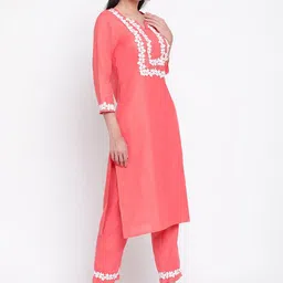 Be Indi Women Yoke Design Straight Kurta with Trousers Set image 4