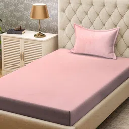 KLOTTHE Pink 300TC Single Bedsheet & Pillow Covers-image-79
