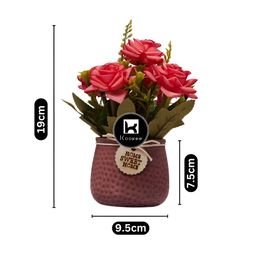 Kookee Red And Green Artificial Flower With Pot-picture-49