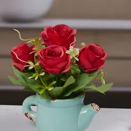 Kookee Green And Red Artificial Flower With Pot image 3