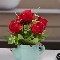Kookee Green And Red Artificial Flower With Pot image 2