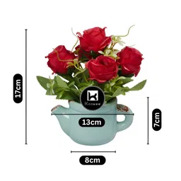 Kookee Green And Red Artificial Flower With Pot image 4
