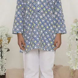 KID1 Boys Embroidered Regular Thread Work Pure Cotton Kurta with Pyjamas image 4