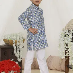 KID1 Boys Embroidered Regular Thread Work Pure Cotton Kurta with Pyjamas image 3