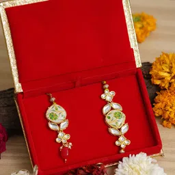 eCraftIndia Set of 2 Floral Bhaiya Bhabhi Rakhi with Roli Chawal-picture-40