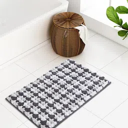 OBSESSIONS Grey & White Printed 2000 GSM Anti Skid Bath Rug-picture-11