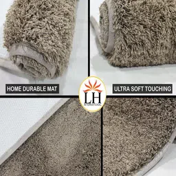 LUXEHOME INTERNATIONAL  Taupe Solid Rectangular Bath Rugs image 5