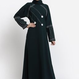 Arrabi Women Green Embellished Burqas With Scarf-picture-33