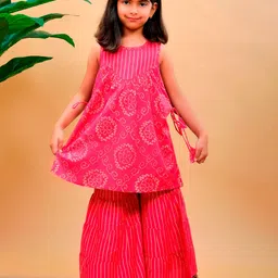 BAESD Girls Bandhani Printed Regular Kurta with Sharara-picture-49