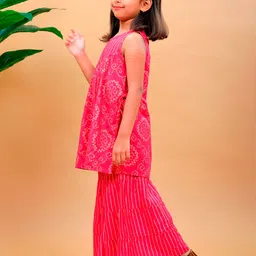 BAESD Girls Bandhani Printed Regular Kurta with Sharara image 3