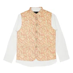 CAVIO Boys Printed Pure Cotton Nehru Jacket With Shirt image 1