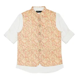 CAVIO Boys Printed Pure Cotton Nehru Jacket With Shirt image 2