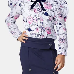 Peppermint Girls Typography Printed Top with Skirt image 3