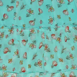 KiddoPanti Girls Green & Red Printed Flared Knee-Length Skirt image 2