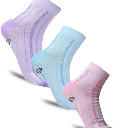 Dollar Socks Women Pack Of 3 Striped Cotton Calf-Length Socks-picture-19