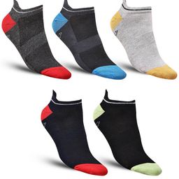 Dollar Socks Men Pack Of 5 Striped Cotton Ankle-Length Socks-picture-40