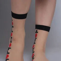 COLOR STYLE Women Pack of 3 Patterned Cotton Sheer Ankle-Length Socks-image-2