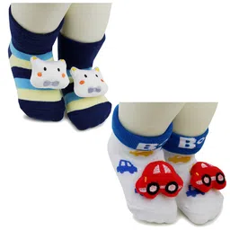 BAESD Infants Pack Of 2 Patterned Anti-Skid Cotton Ankle Length Socks-picture-37