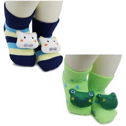 BAESD Infants Pack Of 2 Patterned Anti-Skid Cotton Above Ankle Length Socks-picture-14