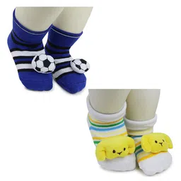 BAESD Infant Kids Pack Of 2 Striped Above Ankle Length Anti-Skid Socks-picture-28