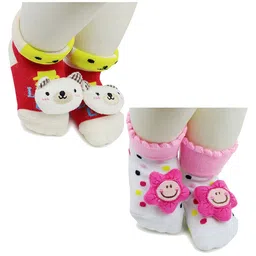 BAESD Infants Pack Of 2 Patterned Anti-Skid Cotton Ankle Length Socks-picture-23