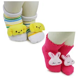 BAESD Infants Pack Of 2 Printed Anti-Skid Ankle Length Socks-picture-35